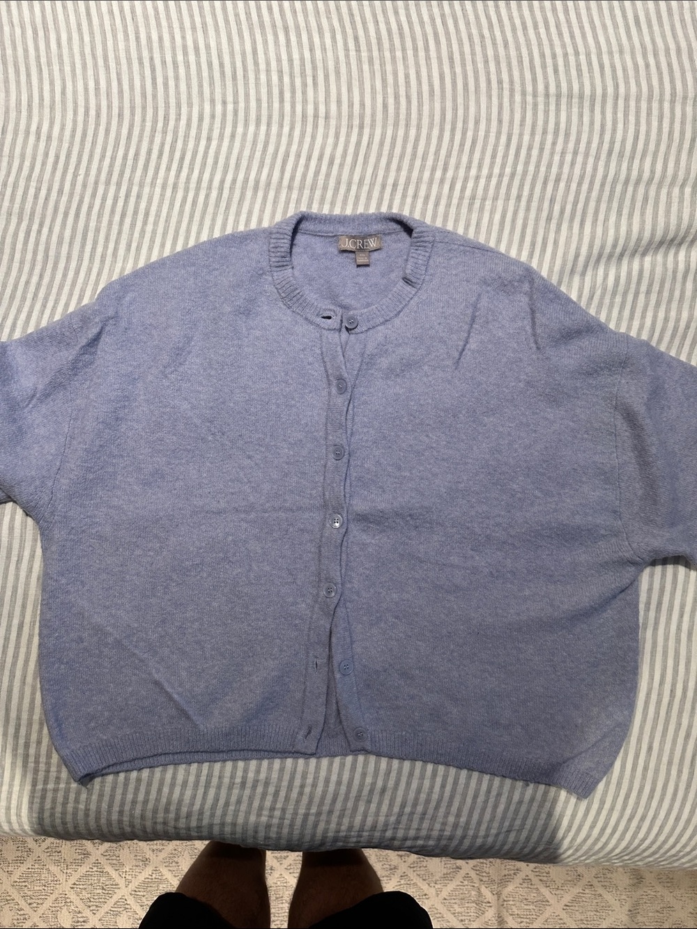 J. Crew Light Purple Button-Up Crewneck Cardigan